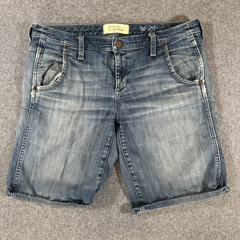 Holding Horses Anthropologie Denim Shorts Women's W29 Blue Cuffed Stretch